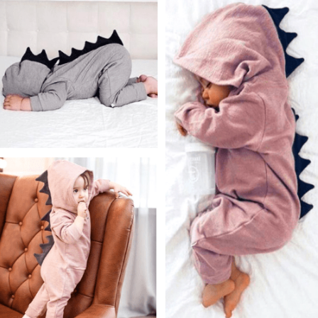 Cute Hooded Dinosaur Romper