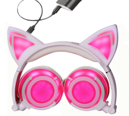 Image of Cat Ear LED Headphones – USB Rechargeable