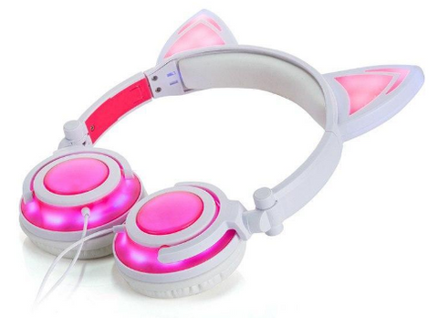 Image of Cat Ear LED Headphones – USB Rechargeable