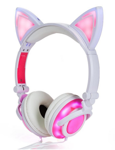 Image of Cat Ear LED Headphones – USB Rechargeable