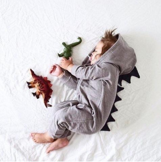 Cute Hooded Dinosaur Romper