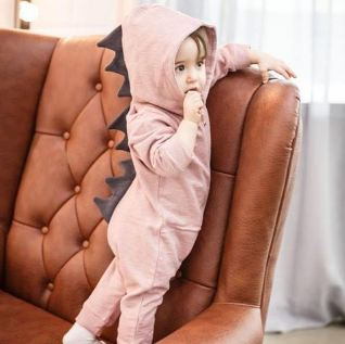 Image of Cute Hooded Dinosaur Romper