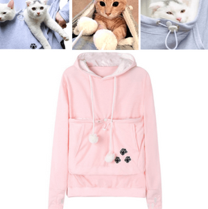 Cat Pouch Hoodie with Ears – Pet Holder Sweatshirt