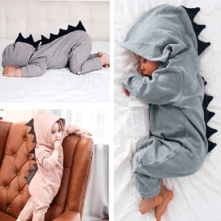 Cute Hooded Dinosaur Romper